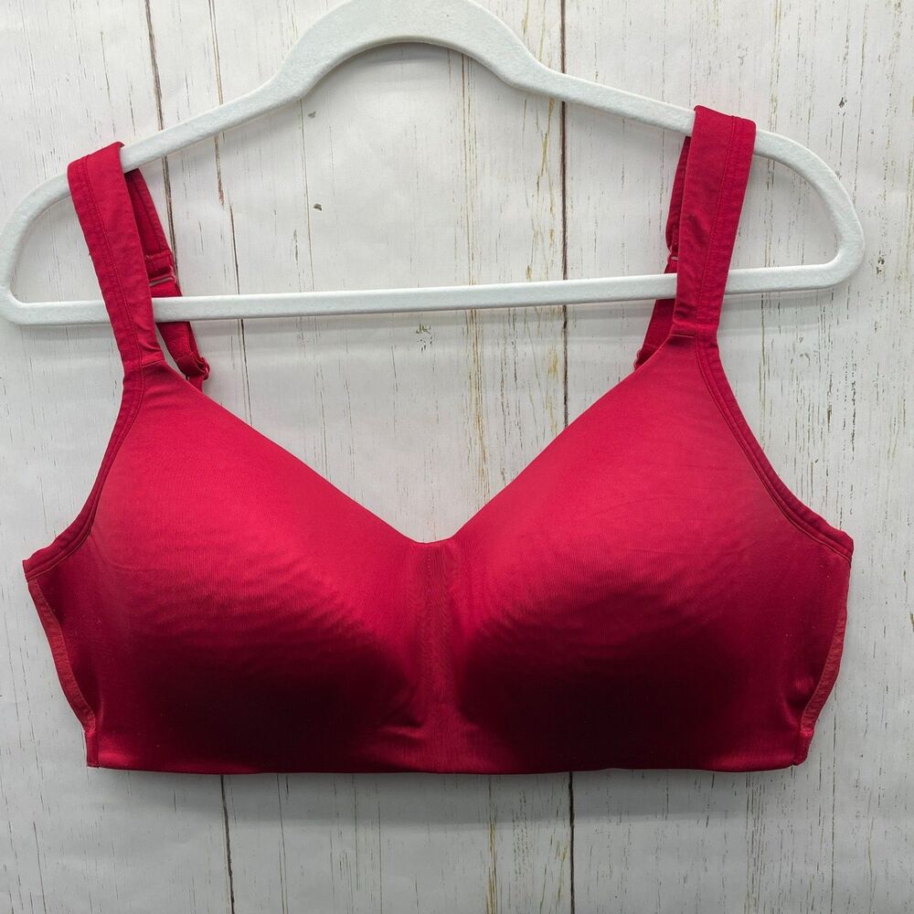 Cacique Lane Bryant Womens Lightly Lined No-Wire Wireless Red Bra Size 42D